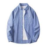 WIAOFELLAS  -  Retro Autumn Autumn Coat Trendy Striped Loose Japanese Long-sleeved Shirt Men's Casual Loose Shirt