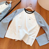 Wiaofellas  -  Spring Men's Outdoor Sports Long Sleeve T-shirt Quick Dry Lightweight Color Block Base Layer Moisture Wicking Shoulder