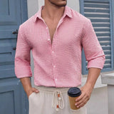 Wiaofellas  -  Autumn and Winter Men's Shirts Breathable Cotton Long-sleeved Plaid Shirt Casual Slim Top Shirt