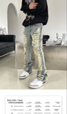 Wiaofellas  -  Retro American High Street Men's Jeans Distressed Dyed Washed High Quality Straight Leg Casual Trousers for Teens