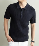 Wiaofellas  -  Summer Laisel Linen Ice Silk Knitted Polo Shirt Men's Short Sleeved Pullover Knitted Sweater Man Casual Business Social T-shirt