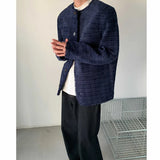 WIAOFELLAS  -  Men's Jackets Round Collar Niche Design Single Breasted Personalized Solid Color Loose Male Coats Korean 2025 Spring