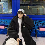 WIAOFELLAS  -  blue lamb velvet men's autumn and winter cotton jacket thickened cotton coat hooded jacket new cotton jacket