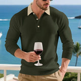 WIAOFELLAS  -  New Autumn Casual Men Polo Shirt Urban Chic Patchwork T-shirts High Quality Long Sleeve Tops Hot Sale All-match Holiday T-shirt