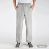 Wiaofellas  -  Loose Linen Cotton Casual Pants for Men Straight Leg High Waist Summer Comfortable Men's Loose Fit Trousers
