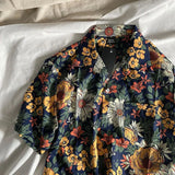 WIAOFELLAS  -  Summer Fashionable Plant Floral Cuban Collar Short-Sleeved Floral Shirt For Men Women Trendy Hawaiian Japanese Retro Shirt