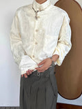 Wiaofellas  -  Spring Fashion Mens Jacquard Shirt Tops Vintage Florals Embroidery Design Button Stand Collar Shirts Men Casual Cardigans