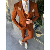 Wiaofellas  -  Formal Prom Party Wedding Suits for Men 3 Piece Fashion Peak Lapel Single Breasted Solid Male Suit Slim Fit (Blazer+Vest+Pants)