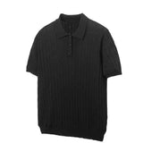 WIAOFELLAS  -  Summer New Men's Knitted Short-Sleeved Polo Shirt American Retro Fashion Trend Casual Simple Loose Breathable Niche Men's Tops
