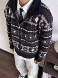 Wiaofellas  -  Casual Zipper Stand Collar Mens Sweatercoats Autumn Winter Vintage Knitted Cardigans For Men Fashion Geometric Sweater Jackets