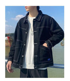 Wiaofellas  -  Denim Jacket Men's Spring and Autumn Style Trendy Handsome Loose and Versatile Japanese Men's Trendy Autumn Work Jacket