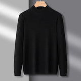 WIAOFELLAS  -  Half High Collar Sweater Men Autumn Winter Thicker Warm Casual Minimalist Ulzzang Basic Clothing Pullovers All-match Tender Chic