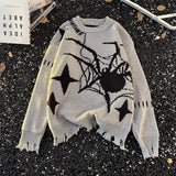 WIAOFELLAS  -  Y2K Mens Sweaters Knitting Long Sleeve Crew Neck Ripped Sweater Spring Autumn Men Streetwear Fashionable Knitted Jumper Tops
