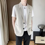 WIAOFELLAS  -  Suit Vest Men Slim Fit Fashion Social Mens Dress Vest Korean Business Casual Solid Color Vest Mens Office Formal Vest S-3XL