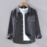 Wiaofellas  -  American Style Cargo Shirt Men Spring Autumn Mens Long Sleeve Shirts Pockets Pure Cotton Casual Shirts Comfortable