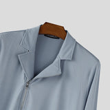 WIAOFELLAS  -  Men Shirt Lapel Long Sleeve Knitted Zipper Solid Color Men Clothing Streetwear Fashion Casual Male Shirts Camisas S-3XL