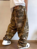 Wiaofellas  -  Snake Animal Print Camouflage Pants for Men Wide Leg Jeans Demin Trousers Male Streetwear  Hip Hop Vintage Casual