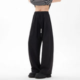WIAOFELLAS  -  New Summer Men Suit Pants Drawstring Solid Color Wide Leg Casual Straight Elastic Waist Loose Male Trousers Simple