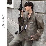 WIAOFELLAS  -  Autumn and winter Maillard style retro heavy washing and old versatile denim jacket couple set