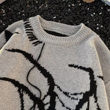 WIAOFELLAS  -  Y2K Mens Sweaters Knitting Long Sleeve Crew Neck Ripped Sweater Spring Autumn Men Streetwear Fashionable Knitted Jumper Tops