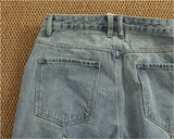 WIAOFELLAS  -  Ripped hole plankton handsome high street trend denim shorts men summer everything to do old washed pants five quarter pants