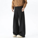 WIAOFELLAS  -  Beige Suit Pants Men Oversized Fashion Society Mens Black Dress Pants Korean Loose Wide Leg Pants Mens Office Formal Trousers