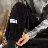 Wiaofellas  -  Winter Fleece Baggy Harem Sweatpants For Men 2026 New Korean Fashion Drawstring Trousers Y2K Vintage Streetwear Joggers Pants