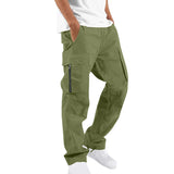 Wiaofellas  -  Casual Mens Cargo Pants Streetwear Fashion Solid Color Loose Straight Trousers Spring Summer Leisure Patch Pockets Zipper Pants