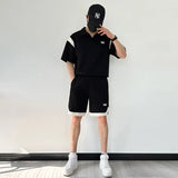 WIAOFELLAS  -  Plus Size Golf Tennis Short Sleeve Men's Polo Shirts + Shorts Summer 2 Piece Men Sports Sets Fashion Cotton V-Neck Mens Clothing