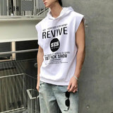 WIAOFELLAS  -  Summer New Men's Hooded Sleeveless T-shirt American Retro Fashion Trend Street Casual Loose Breathable Niche Men's Tops