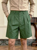 Wiaofellas  -  Spring Summer Men Italian Pleated Straight Suit Shorts Elegant Light Business Button Casual Office Dress Shorts