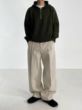 WIAOFELLAS  -  Autumn Winter Men's Cotton Wide Leg Floor Suit Pants Korean Casual Loose Straight  Thicken Full Length Trousers Male Keep Warm