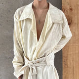 Wiaofellas  -  Men's Button Down Shirt Irregular Long Sleeve Shirt Vintage Casual Loose Shirt Jacket Tops Casual Sweatshirt Streetwear Vintage