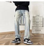 WIAOFELLAS  -  New Autumn Style Versatile Trendy Brand Loose Slimming American High Street Trousers Washed Casual Straight Wide Leg Jeans