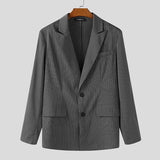 WIAOFELLAS  -  Men Striped Blazer Lapel Long Sleeve Button Casual Male Suit Streetwear Elegant Fashion Thin Coats Men Blazer S-5XL
