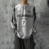 WIAOFELLAS  -  American Hip-Hop Motorcycle Silver Deconstructed Splicing Long-Sleeved T-Shirt Mens Trendy High Street Loose Sports Inner Jersey