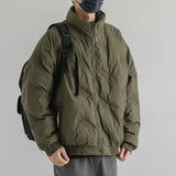 Wiaofellas  -  Winter American Fashion Vintage Parkas Jackets For Men Outdoor Windbreaker Y2K Casual Padding Coats Loose Embroidery Down Jacket