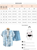 Wiaofellas   -  Men's Hawaiian Shirts Casual Button Down Short Sleeve Shirts Set Printed Shorts Beach Casual Summer Outfits Clothes Set for Men