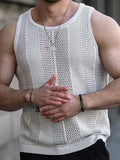 Wiaofellas  -  New Thin Hollow Sweater for Men's Versatile Sleeveless Slim Sweater Trendy Vest Top