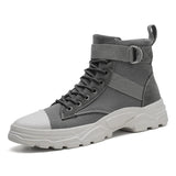 WIAOFELLAS  -  Fashion Trendy Black Boots For Men Outdoor High Top Men's Work Shoes Comfort Breathable Casual Ankle Boots Men botas para hombre