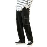 Wiaofellas  -  Men's New Autumn Straight Leg Pants Loose High Street Multi-pocket Elastic Waist Cargo Casual Pants