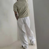 WIAOFELLAS  -  Mens Short-Sleeved Shirt Summer Daily Korean Style Roll-Tab Sleeves Trendy Shirt Loose Casual High-End Thin Lapel Mens T-Shirt