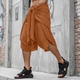 Wiaofellas  -  Men Pants Solid Color Lace Up Loose Joggers Casual Calf-length Pants For Man Streetwear Fashion Trousers Pantalones