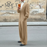 Wiaofellas  -  Men Jumpsuits Solid Color V Neck Long Sleeve Button Casual Male Rompers Streetwear Backless Hollow Out Fashion Overalls