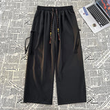 WIAOFELLAS  -  Men's Casual Pants Hip Hop Street Style Baggy Wide Leg Pants Drawstring Elastic Waist Trousers Outdoor Jogging Trousers