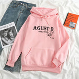 WIAOFELLAS  -  Loose Fit Long Sleeve Hoodie Sweatshirt AGUST-D WORLD TOUR Casual Unisex Winter New Arrival Comfortable Streetwear Style