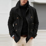 Wiaofellas  -  Fashion Loose Men's Lapel Double-breasted Jacket Spring Autumn Solid Color Long Sleeve Button Casual Outerwear