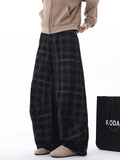 Wiaofellas  -  New Men's Casual Plaid Striped Straight-leg Pants High Street Fashion Corduroy Drawstring Trousers Y2K Retro Sweatpants
