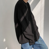WIAOFELLAS  -  Casual Textured Sweater Mens Knit T Shirts Long Sleeve O Neck Solid Color Bottoming Tops Men Autumn Daily Leisure Knitted Jumper