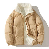 Wiaofellas  -  Winter High Quality Stand Up Collar Cotton Coat Double-sided Lamb Wool Cotton Coat Couple Style Cotton Coat Thick Warm Jacket